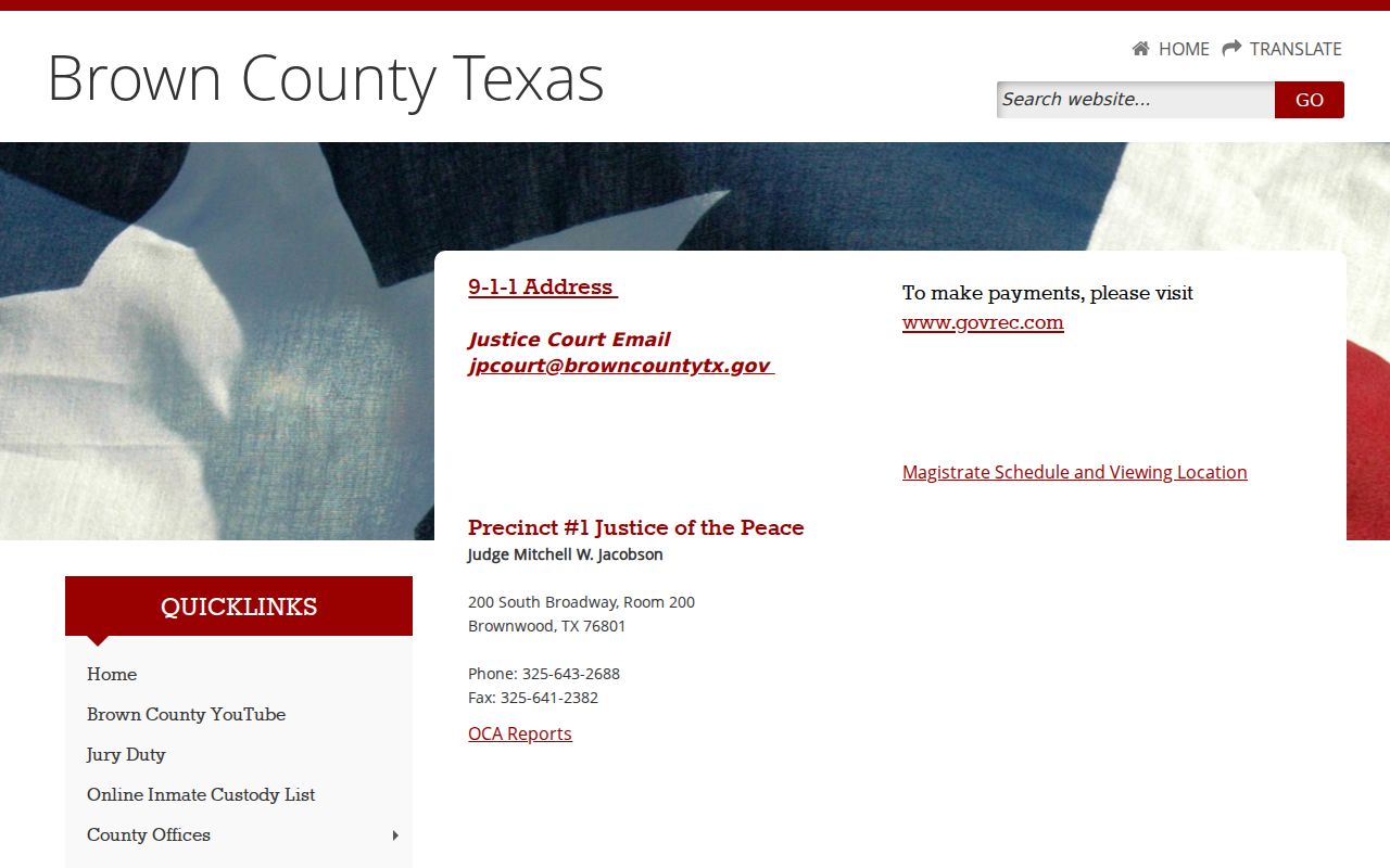 Brown County warrant search four JP precinct office directory